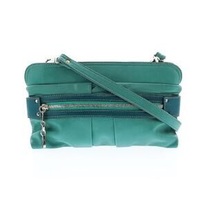 See by Chloe Green Leather Crossbody Bag with Silver Zippers